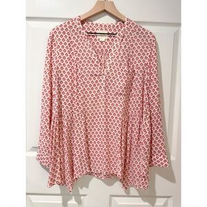 Maeve Anthropologie Laiken Henley Popover Blouse Floral Flowy Peasant Boho 8
